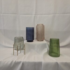 Assorted Colored Ribbed Glass Vase Candleholder